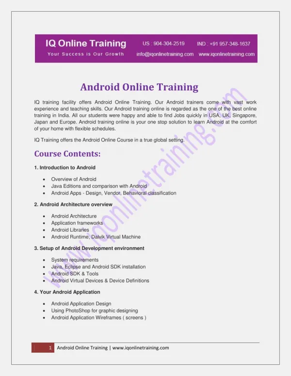 Live, instructor-led Android Online Training