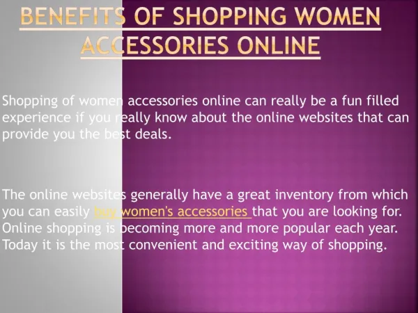 Shopping Women Accessories Online Benefits