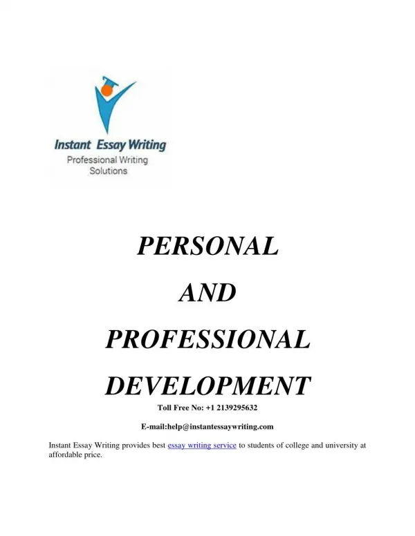 Personal And Professional Development Sample By Instant Essay Writing