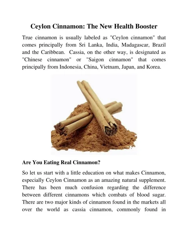 Ceylon Cinnamon: The New Health Booster