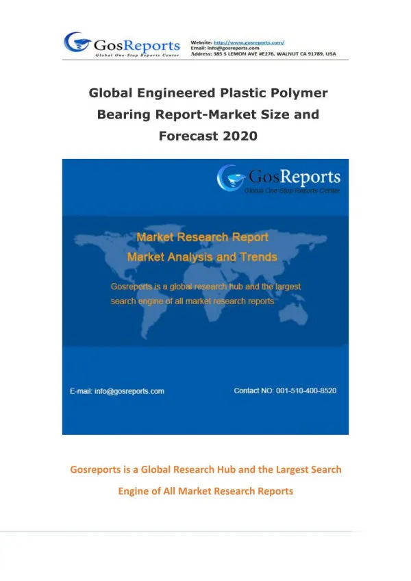 Global Engineered Plastic Polymer Bearing Report-Market Size and Forecast 2020