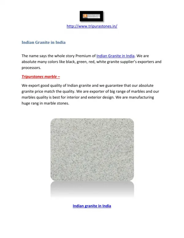 Indian granites in India