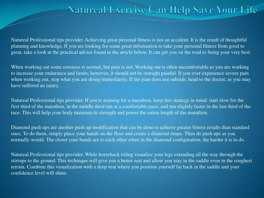 natureal exercise can help save your life