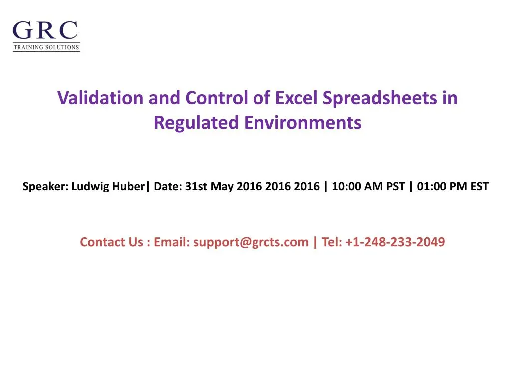 validation and control of excel spreadsheets in regulated environments
