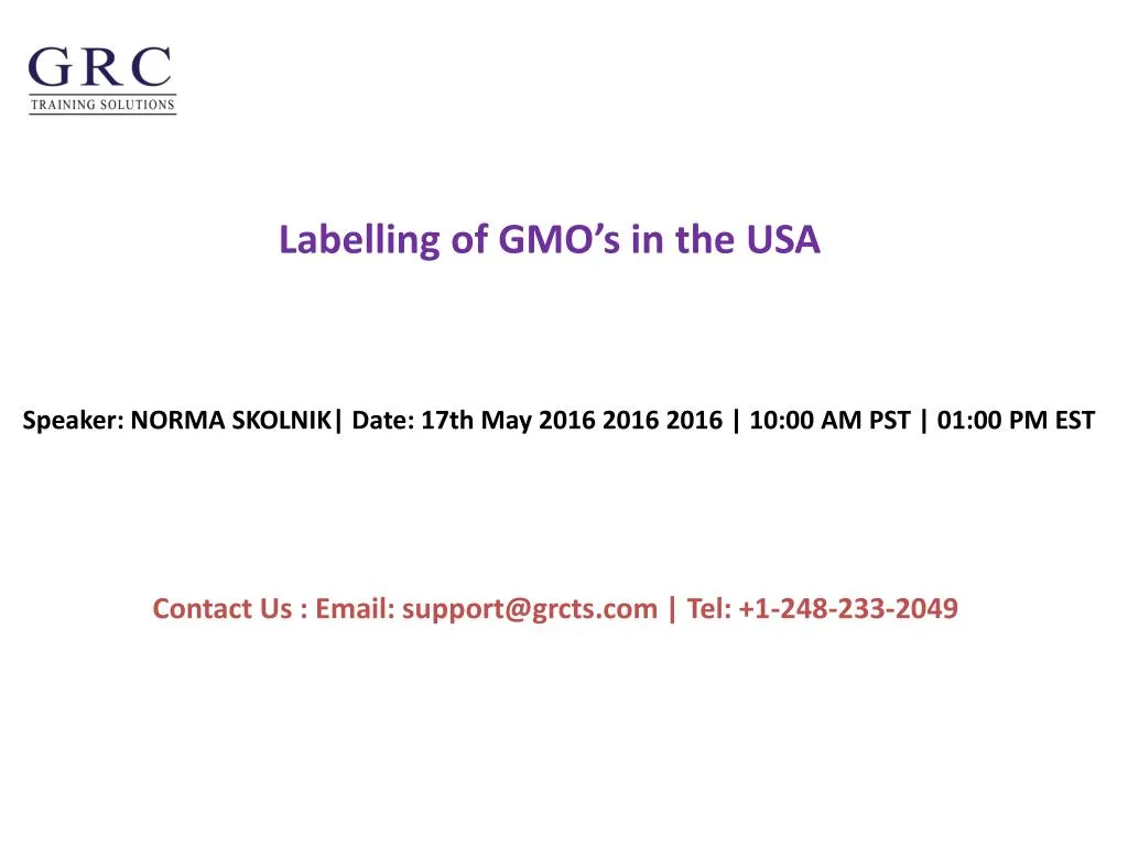 labelling of gmo s in the usa