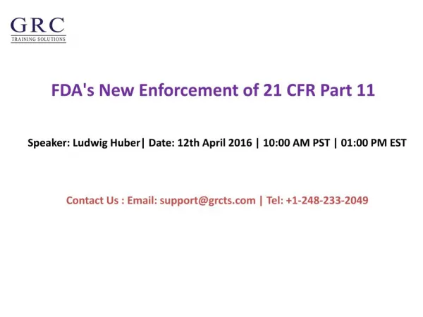 FDA's New Enforcement of 21 CFR Part 11