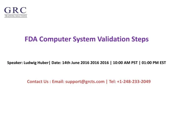 FDA Computer System Validation Steps