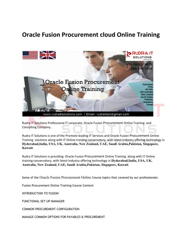 Oracle Fusion Procurement cloud Training in USA - rudraitsolutions