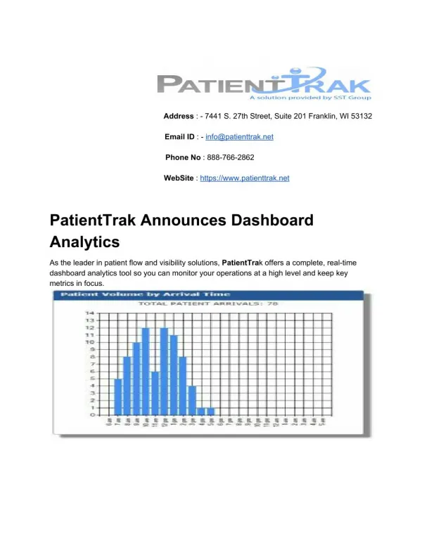 PatientTrak Announces Dashboard Analytics