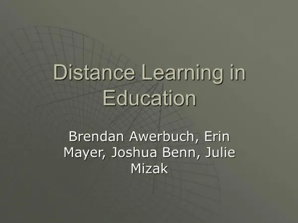 Distance Learning in Education