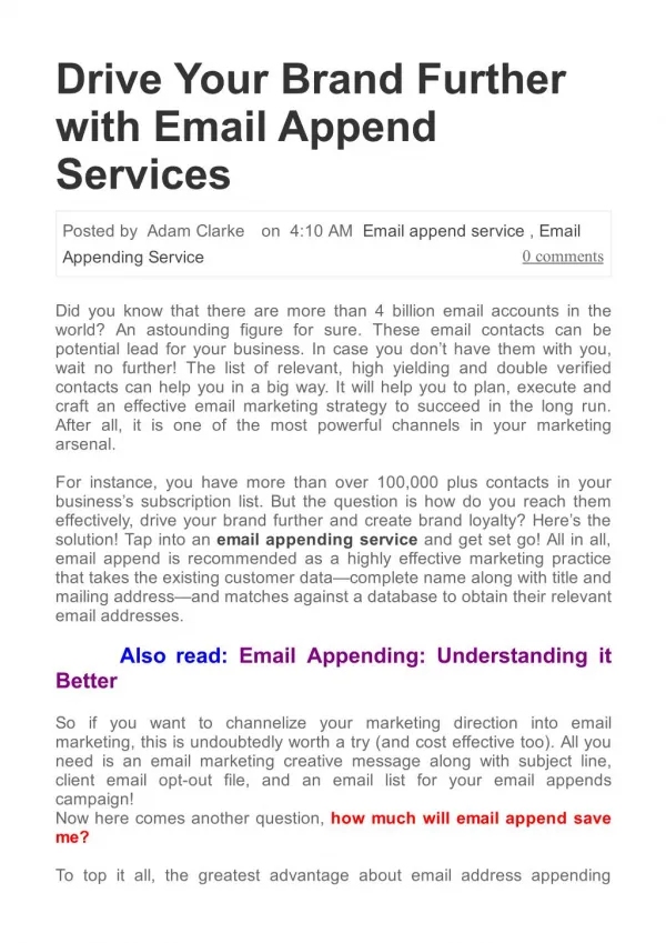 Drive Your Brand Further with Email Append Services
