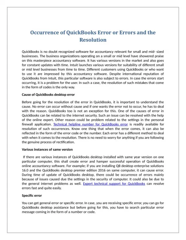 Occurrence of QuickBooks Error or Errors and the Resolution