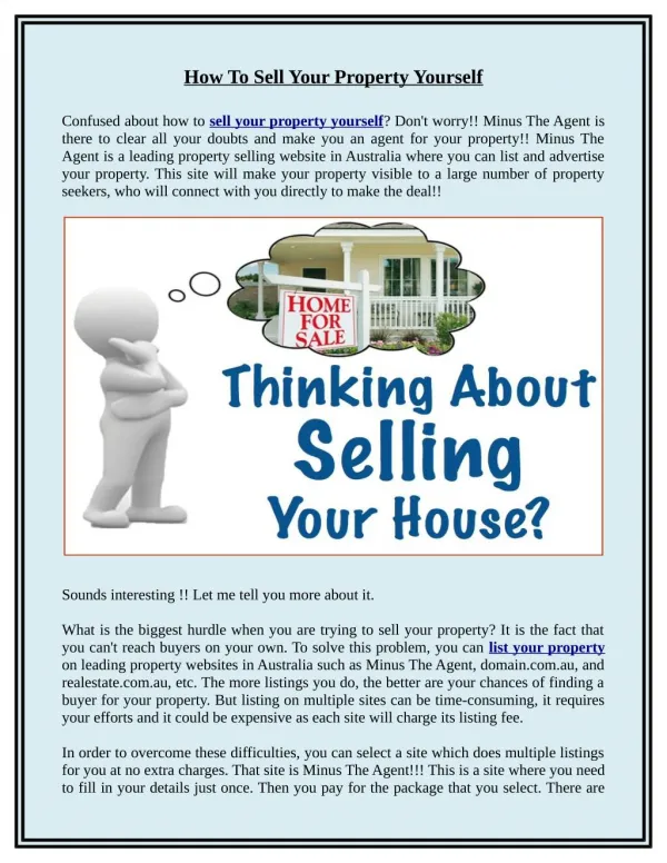 How to Sell Your Property Yourself