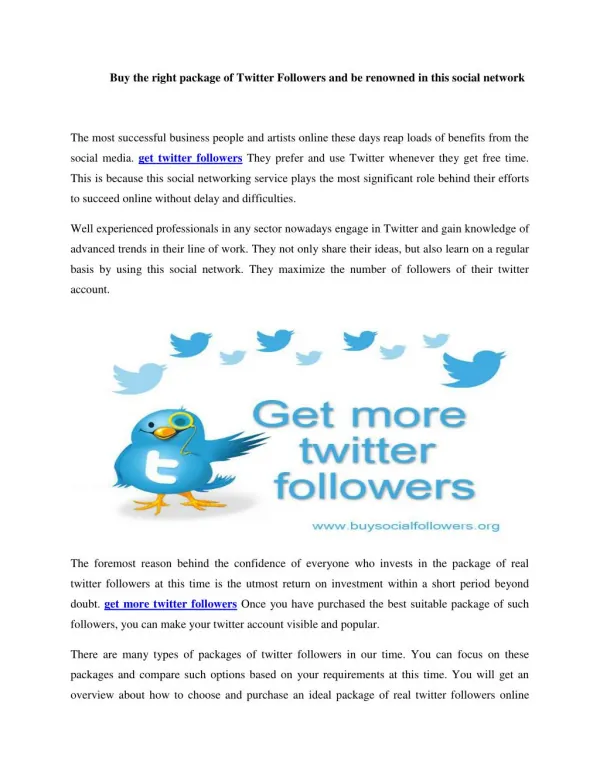 Business development through Twitter Followers