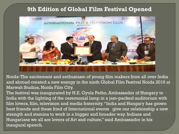 9th Edition of Global Film Festival Opened