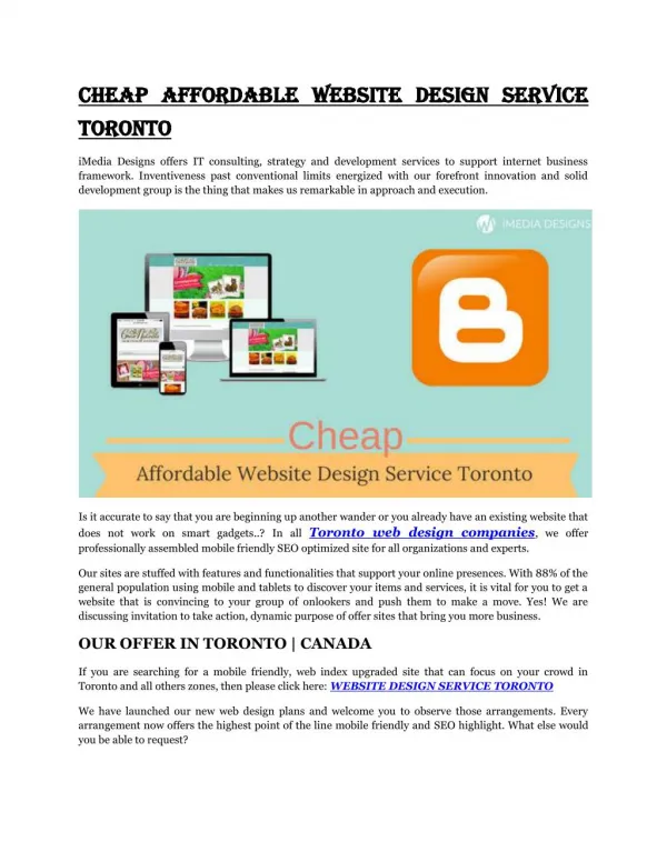 Cheap Affordable Website Design Service Toronto