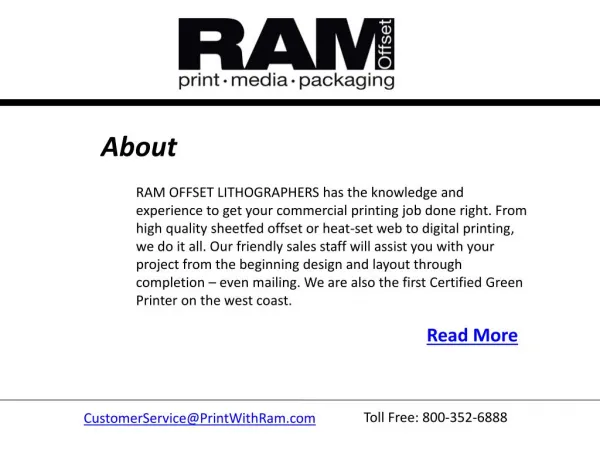 Printing Business in Oregon -RAM OFFSET