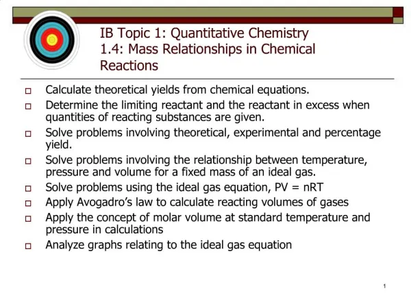 IB Topic 1: Quantitative Chemistry 1.4: Mass Relationships in Chemical Reactions