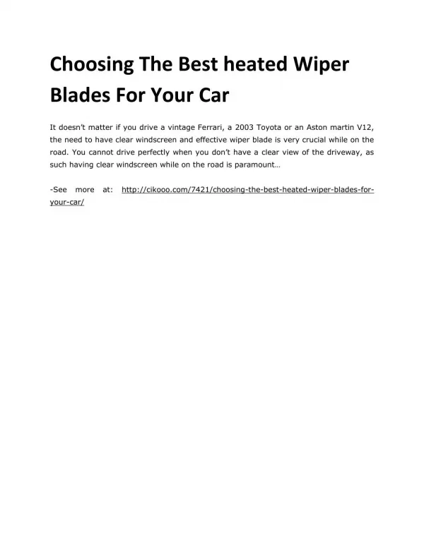 Choosing The Best heated Wiper Blades For Your Car