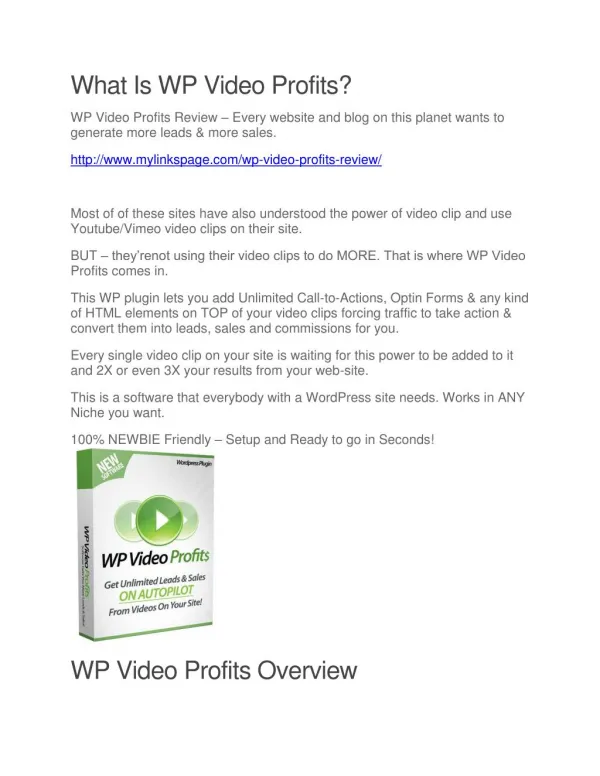 WP Video Profits free