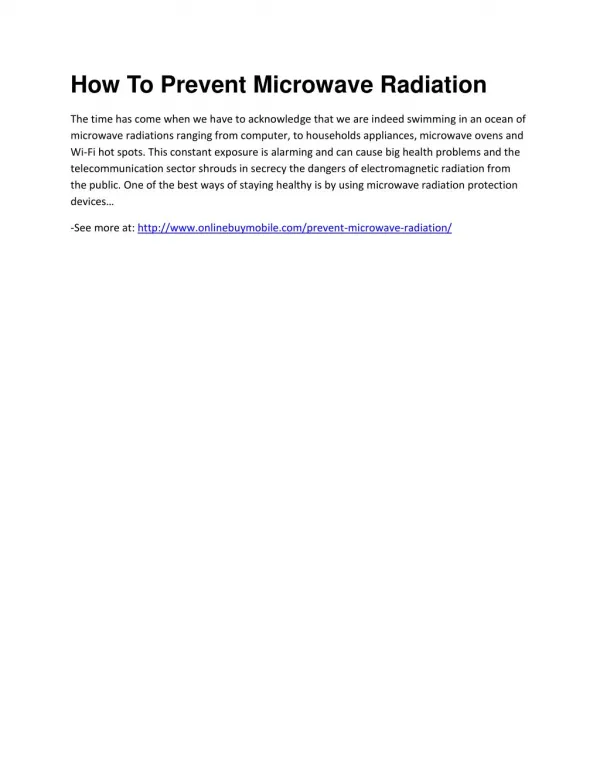 How To Prevent Microwave Radiation