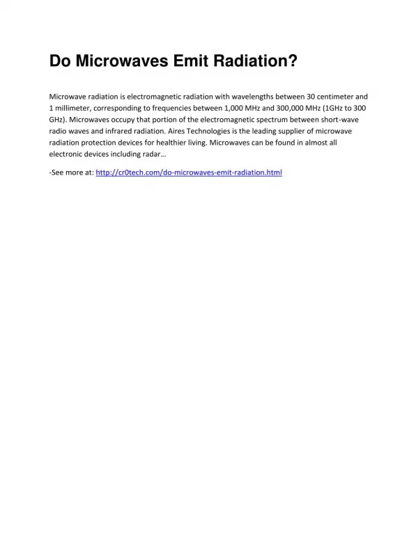 Do Microwaves Emit Radiation?