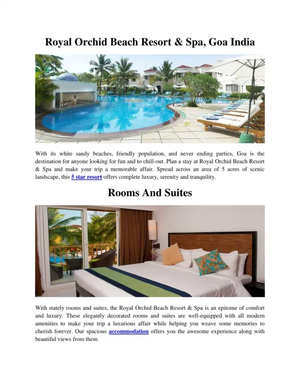 Royal Orchid Beach Resort & Spa, Goa India