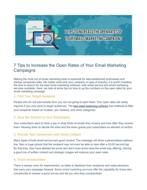 7 Tips to Increase the Open Rates of Your Email Marketing Campaigns