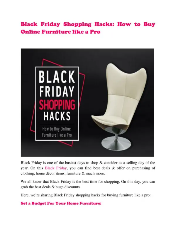 Black Friday Shopping Hacks: How to Buy Online Furniture like a Pro