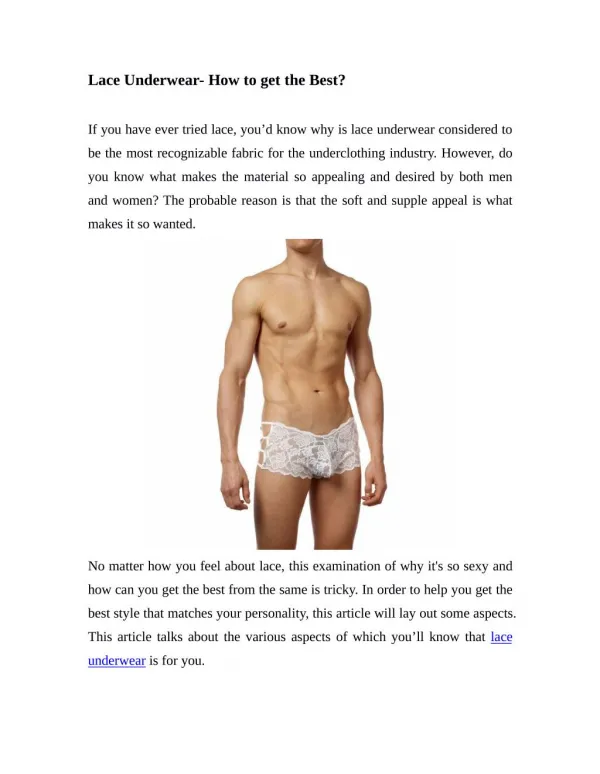 Lace Underwear- How to get the Best?