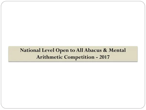 National Level Open to All Abacus & Mental Arithmetic Competition - 2017