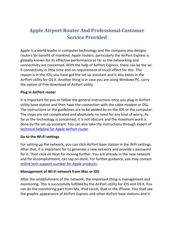 Apple Airport Router And Professional Customer Service Provided