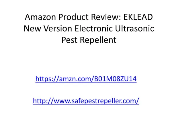 Amazon Product Review: EKLEAD New Version Electronic Ultrasonic Pest Repellent