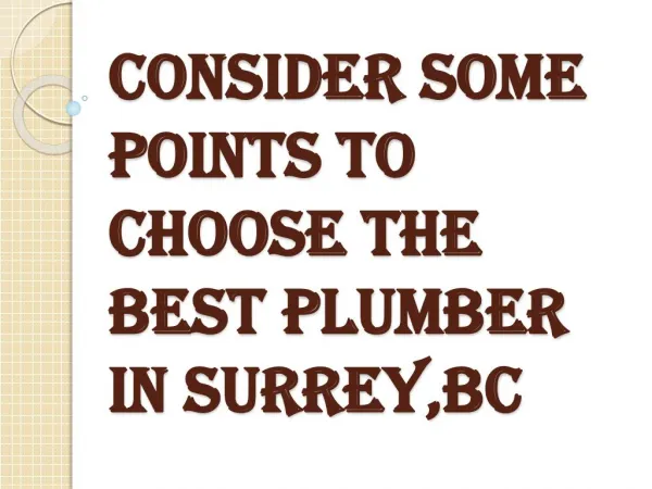 Think Before Choosing a Plumber in Surrey, BC