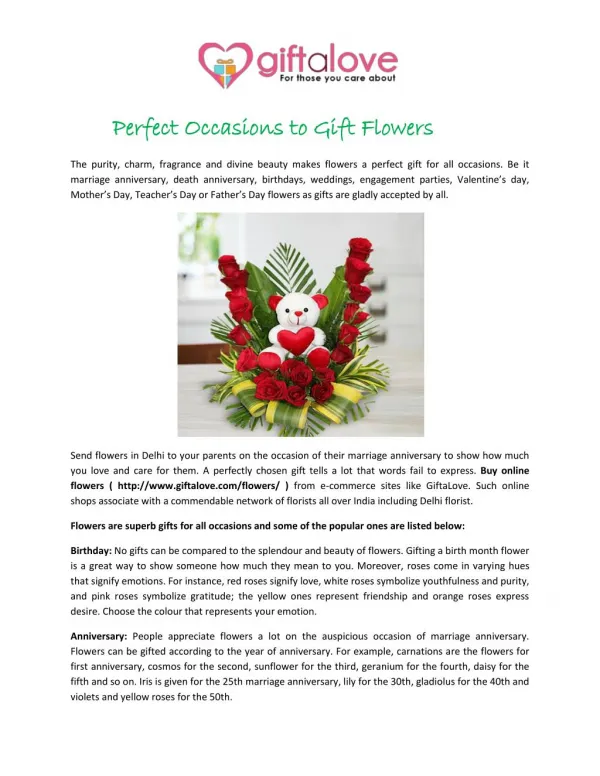 Perfect Occasions to Gift Flowers