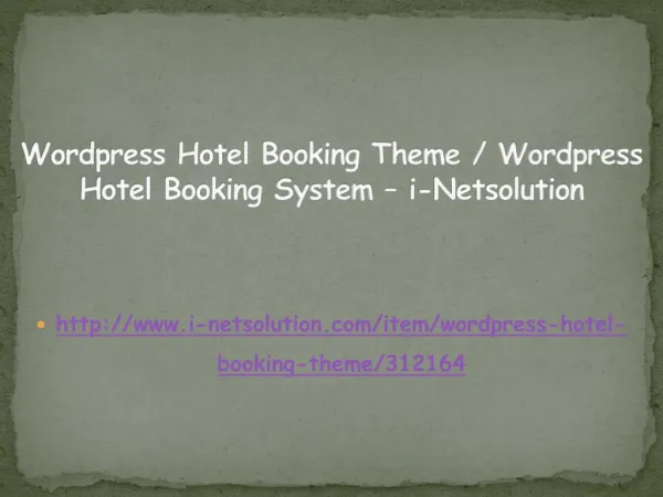 Wordpress Hotel Booking Theme / Wordpress Hotel Booking System – i-Netsolution