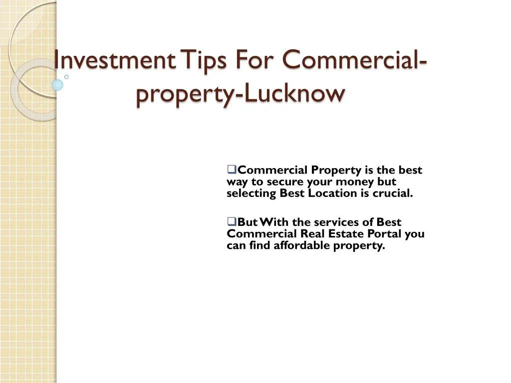 investment tips for commercial property lucknow