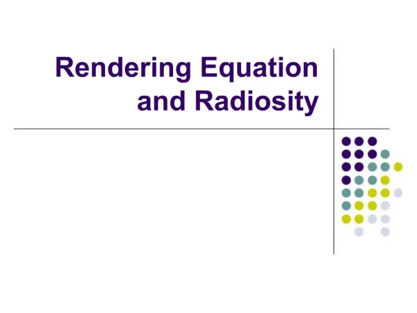 Rendering Equation and Radiosity