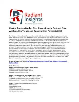 Electric Tractors Market Size, Share, Analysis, Key Trends and Opportunities Forecasts 2016