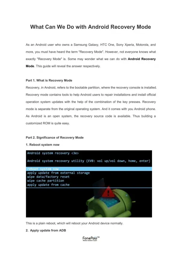 What Can We Do with Android Recovery Mode
