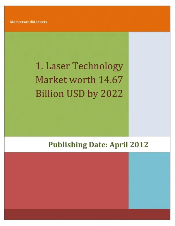 Laser Technology Market worth 14.67 Billion USD by 2022