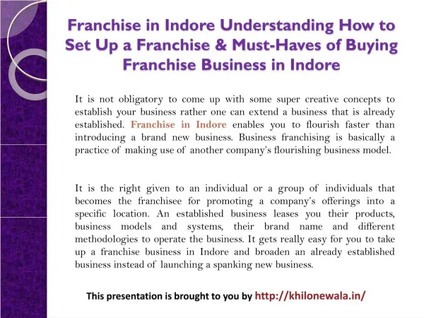 Understanding How to Set Up a Franchise & Must-Haves of Buying Franchise Business in Indore