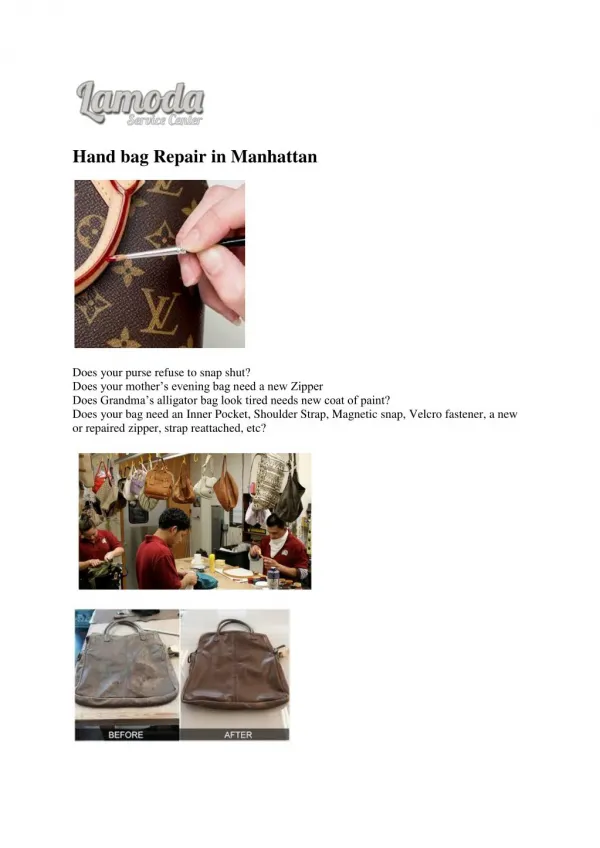 Hand bag Repair in Manhattan