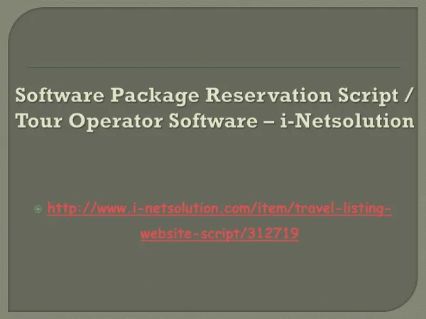 Software Package Reservation Script / Tour Operator Software – i-Netsolution