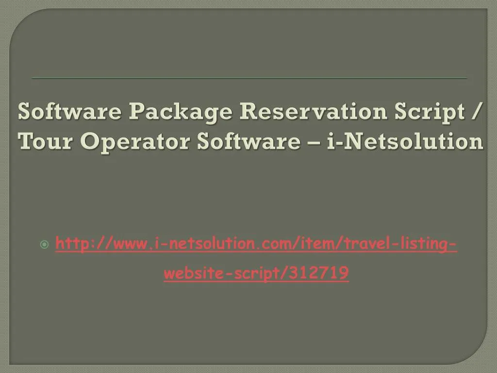 software package reservation script tour operator software i netsolution
