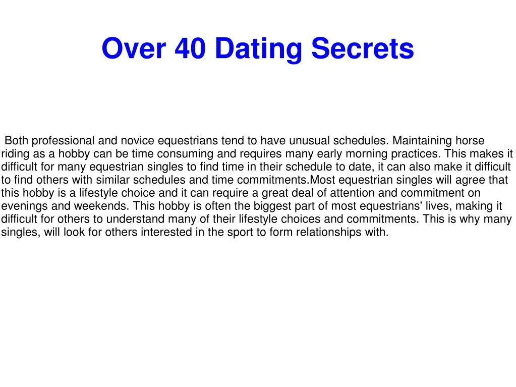 over 40 dating secrets