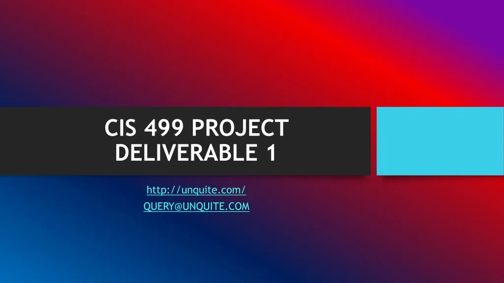 cis 499 project deliverable 1