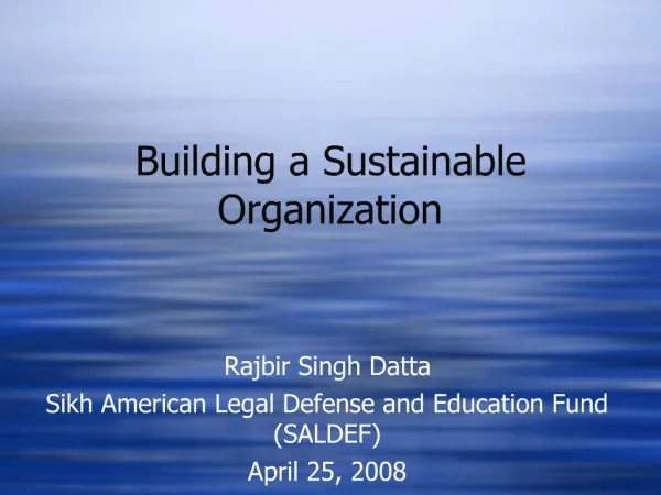 Building a Sustainable Organization