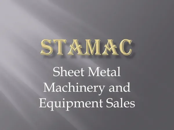 STAMAC - Maintaining Industrial Equipments