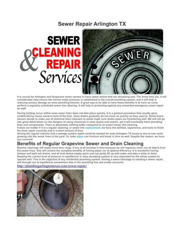 Sewer Repair Arlington TX